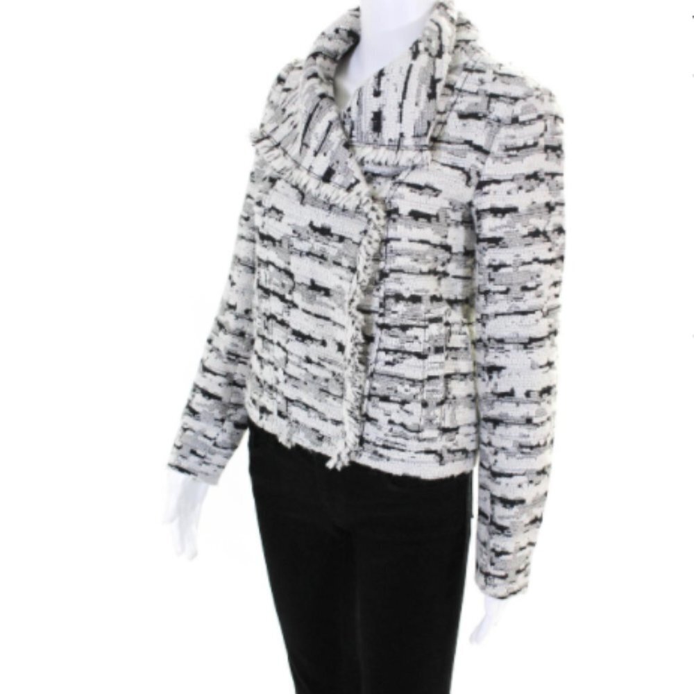 Vince Wool Fringe Trim Jacquard Tweed Jacket NWOT - Picture 5 of 8
